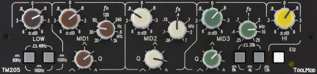 Stereo Mastering Equalizer with 6 dB Control Range, horizontal Version