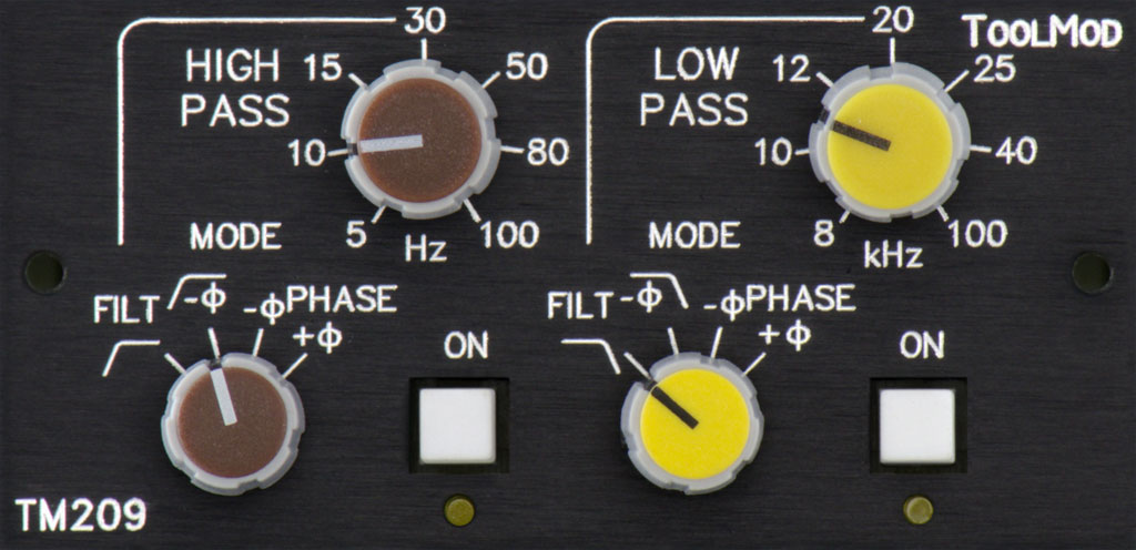 Stereo High Pass Low Pass Filter with Phase Correction, horizontal Version